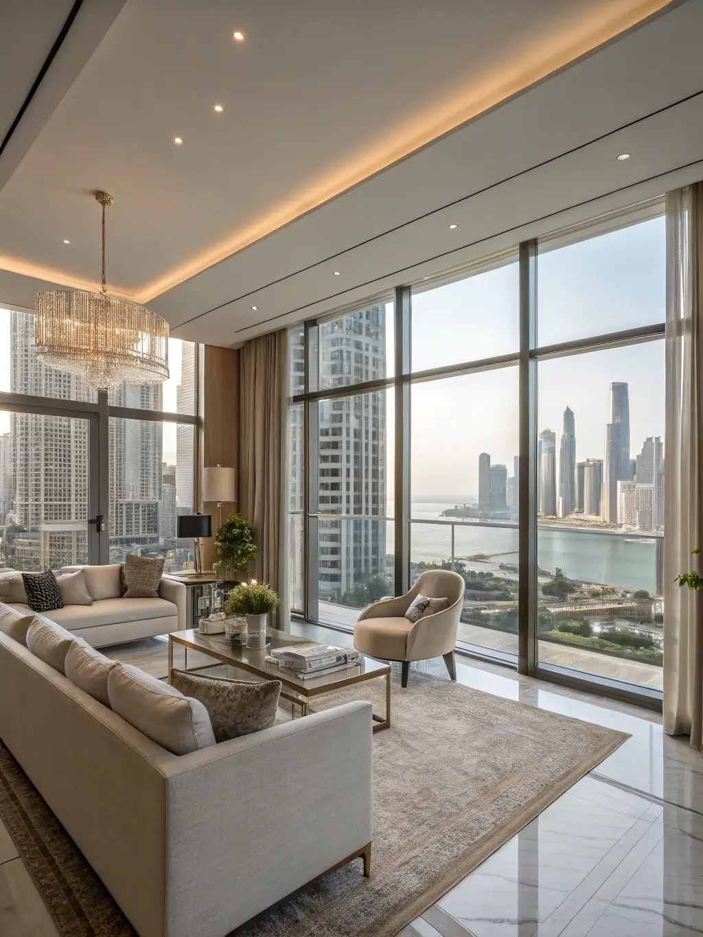 A beautifully renovated apartment interior showcasing modern flooring, furniture, and smart access control systems, highlighting SVGA GENERAL's apartment remodeling service.